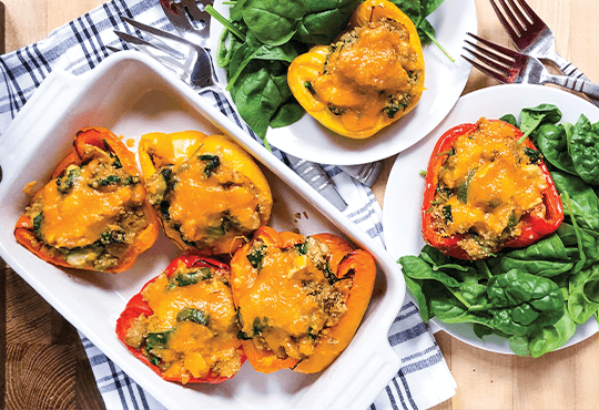 Stuffed Peppers with Quinoa & Spinach